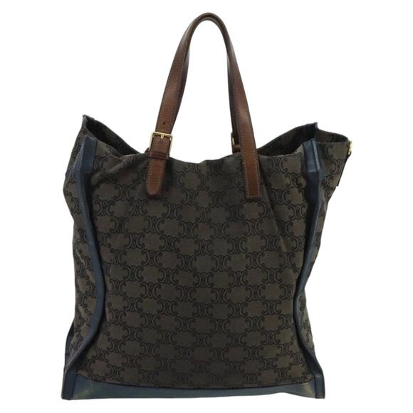 CELINE Paris Macadam Canvas Tote Bag Brown Navy Gold - Picture 2 of 16